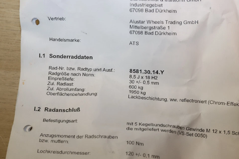 BMW Z3, E36 Cabrio 2x ATS Apollo Alu-Felgen 8,5Jx 18, NEU, 8581.30.14Y - Bild 3 von 4