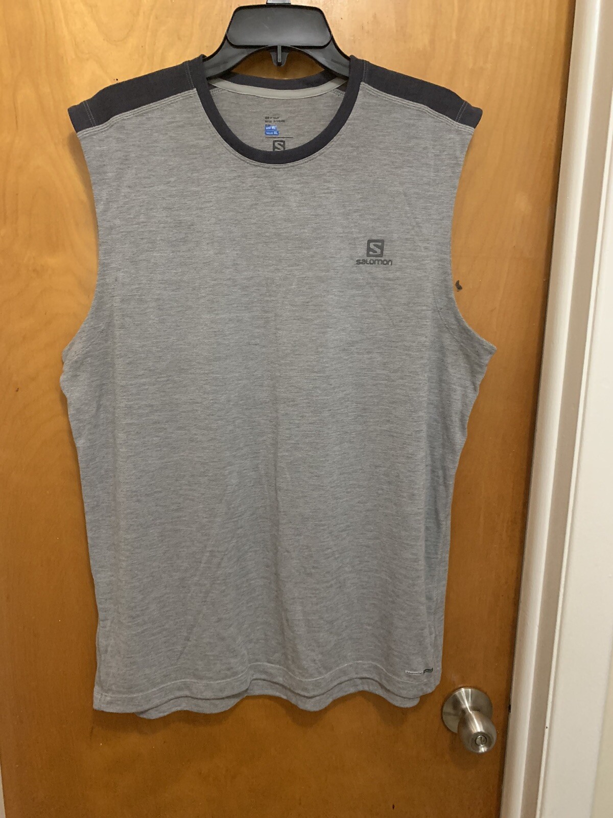 Camicia da uomo grigia Salomon taglia large senza maniche attiva pelle secca avanzata