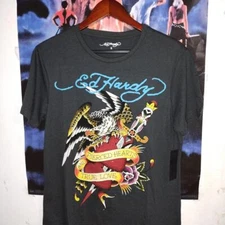 Ed Hardy Rhinestone Eagle Dagger For Men Women Unisex Tshirt S-5XL