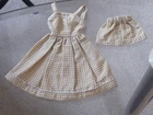 Vintage BARBIE Clone GINGHAM CHECK Brown & White SUMMER DRESS & SKIRT Free Ship