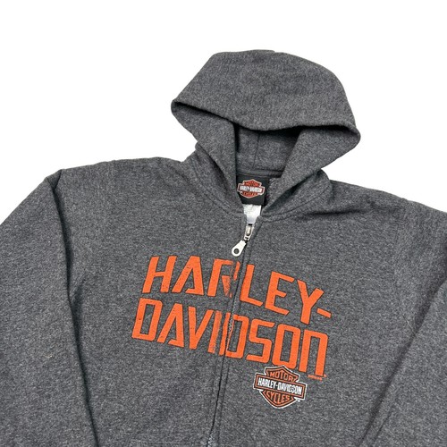 Harley Davidson Retro Bourbon St NOLA Zip Up Hoodie Sweatshirt Gray Youth Medium - Picture 3 of 5