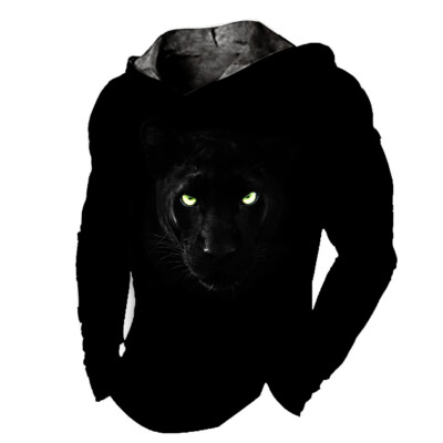 Men Hoodie T Shirt Hooded Black Panther Graphic Silky Sweatshirt