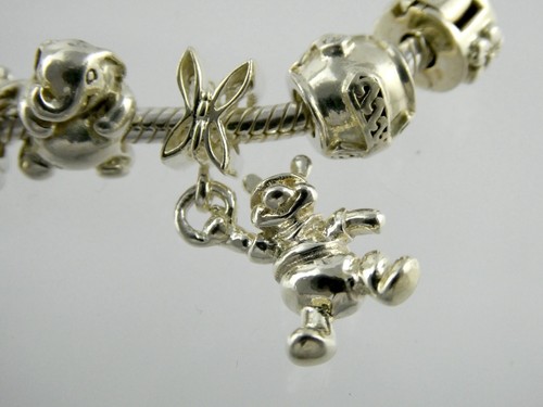 Sterling Silver Six Charm Bracelet 925 Disney Mickey Pooh 34.6g 7.75 Inch Length - Picture 4 of 24