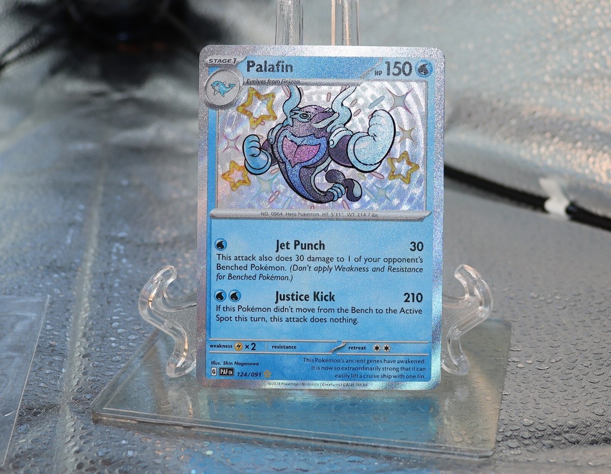 Pokémon TCG Palafin 124/091 S&V Paldean Fates Shiny Rare Holo Pack Fresh
