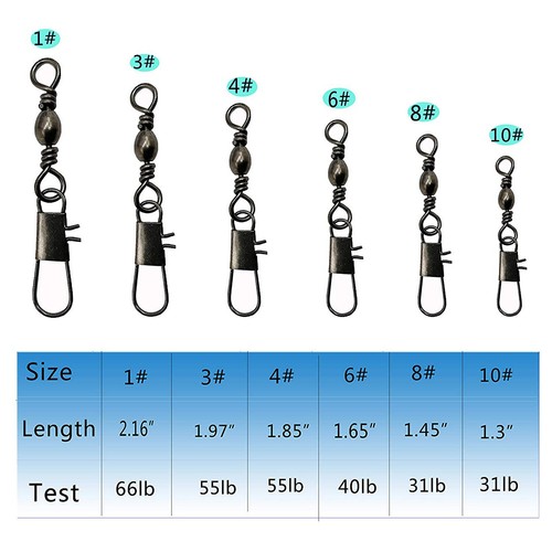 Fishing Swivels Snaps Kit Rolling Barrel Swivel Lure Connector Tackle Box 1#-10# - Picture 2 of 48
