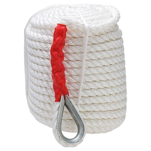 3/4 inch 200FT Twisted 3 Strand Nylon Anchor Rope Braided Boat Line w/ Thimble - Picture 7 of 12