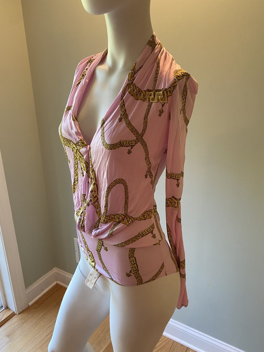Versace Plunge Chain Link Print Bodysuit. IT 38/US 2. Retail Versace Plunge Chain Link Print Bodysuit. IT 38/US 2. Retail