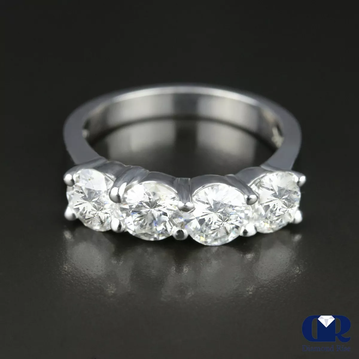 2.00 Carat 4 Stone Diamond Wedding Band Anniversary Ring 14K White