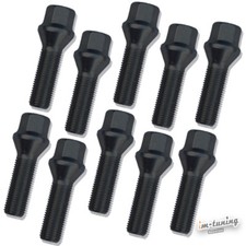 H&R 10x schwarze Radschraube/Bolzen Kegel 60° M12x1,5x28 für BMW u.v.a. Felgen