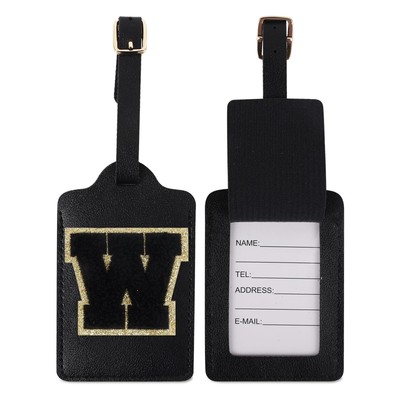 2Pack Initial Letter Luggage Tag for Suitcase, Cute Luggage Bag, PU Leather T...