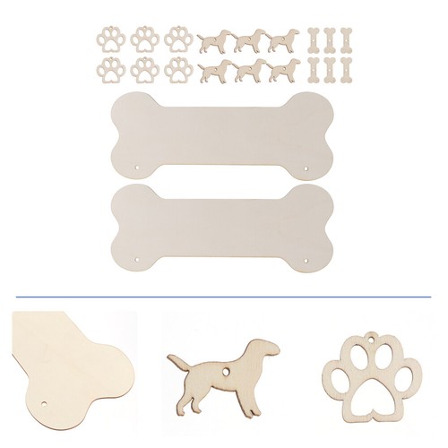 Juego de 20 letreros colgantes de madera para huesos de perro con recortes de madera decorativos hágalo usted mismo