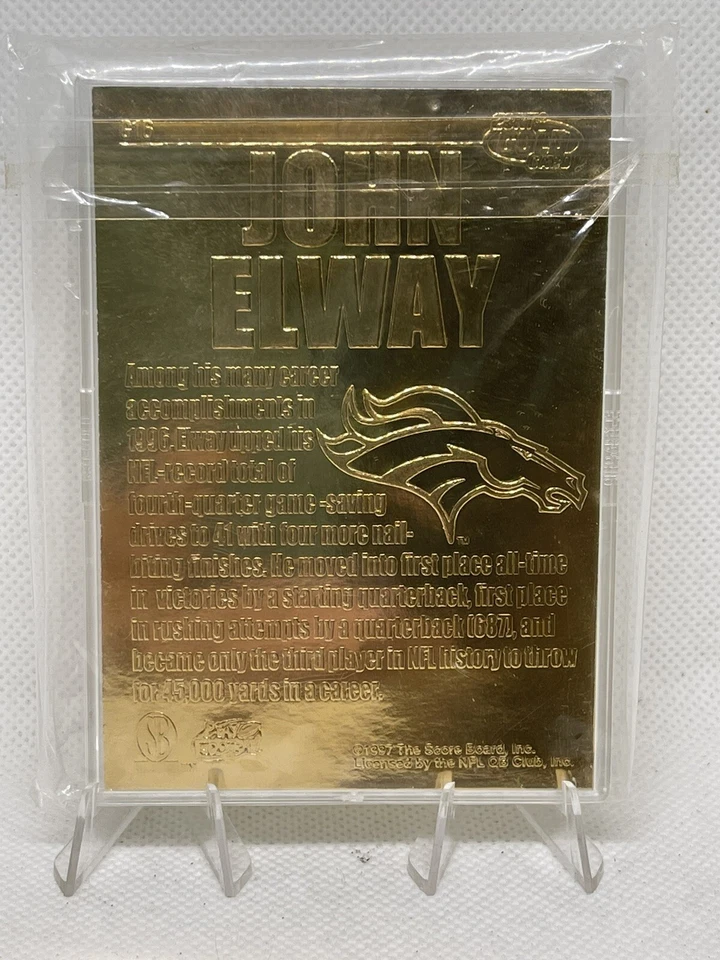 1997 Pro Line 23k Gold Gems of The NFL John Elway Retirement Error - Image 2 of 2