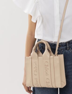 SPRING SALE - Chloe Small Woody Tote Bag in Cement Pink