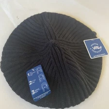 Winter Essentials Beret Ladies Black OS 3 Ways To Wear Knit Hat NWT