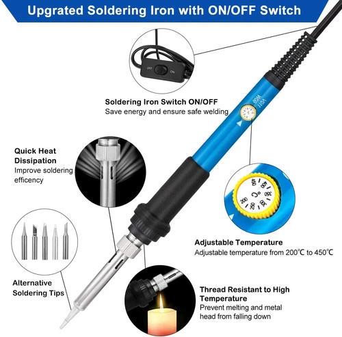 Lötkolben Set Lötset Lötstation Temperatur Einstellbar Soldering Iron Wire Kits - Bild 12 von 22