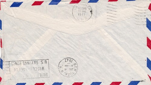 FAM 14 & 18 - FFC San Francisco to NY via Calcutta 6/26/47 #C25 C30 Plates - Picture 3 of 3
