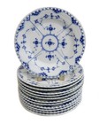 New Listing12 Royal Copenhagen Porcelain Dinner Plates Blue Fluted Full Lace #1084 Mid C.