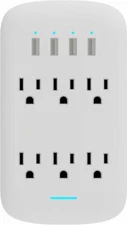 6 Outlet Wall Tap Surge Protector w/ 4 USB Ports 490J
