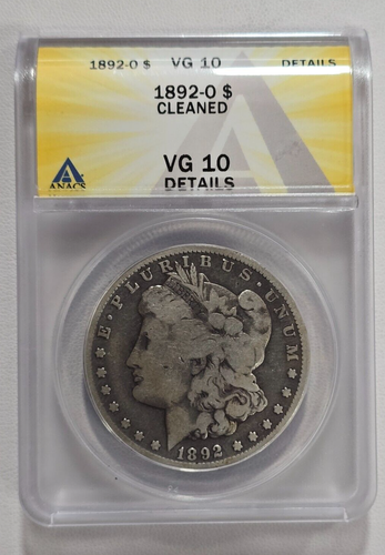 1892-O Morgan Silber Dollar ANACS Sehr guter Erhaltungszustand 10 Details (858) - Bild 1 von 4