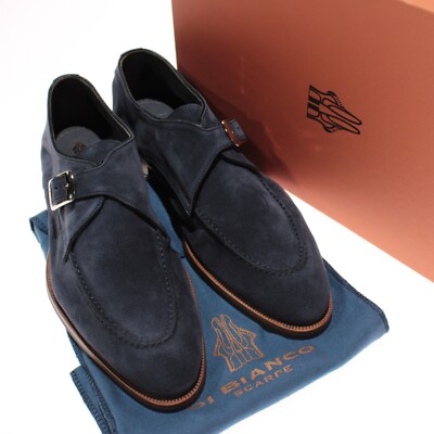 Di Bianco NWD Parma Single Monk Strap Dress Shoes Size 8 US in Blue Suede