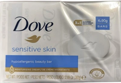 Dove Sensitive Skin Hypoallergenic Beauty Bar Soap 4 X 90g