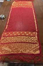 red gold fringed scarf 22x 58 inches With 4” Fringe Each End