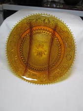 Indiana Glass Amber Sandwich Tiara 3-Part Divided Tray 12”