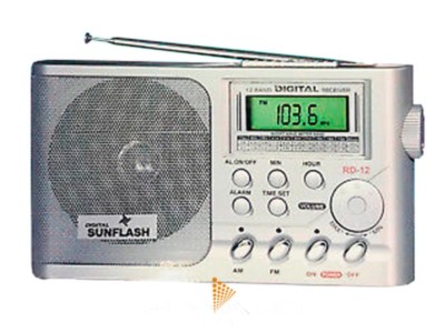 Sunflash RD-12 12-Band AM/FM/SW1-10 Digital Alarm Clock Radio +Built-In Speaker