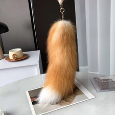 Real Fox Fur Tail Keychain Bag Charm Furry Pendant Costume Cosplay Toys