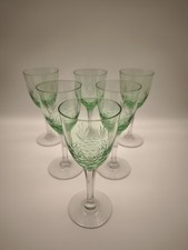 6 Alt grün Uranglas Weißweinglas Eckiger Stiel grünes Becken/Kuppa R113