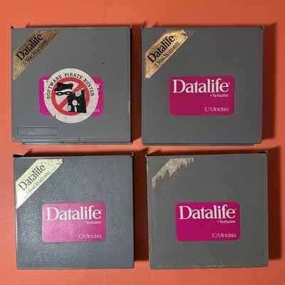 Set Of 4 5.25  Verbatim Datalife Floppy Disk Containers