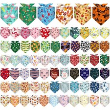 72 Packs Holiday Dogs Bandanas Bulk Patriotic Halloween Thanksgiving Christma...
