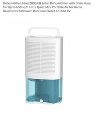 DN-607 Mini Dehumidifier 2000ml (68oz) Tank, ...