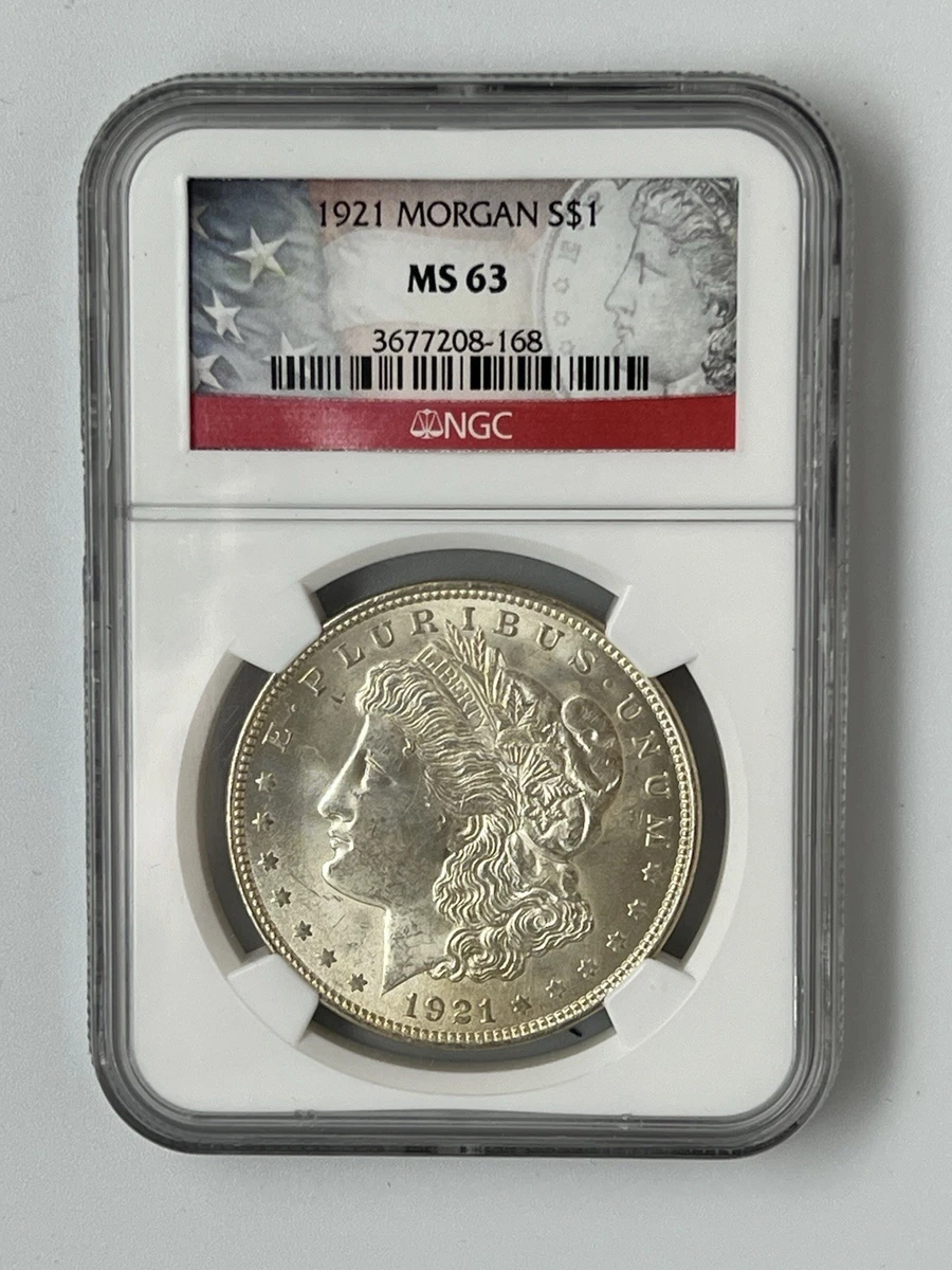 Circulated MS 63 Graded 1921 Year Morgan US Dollars (1878-1921