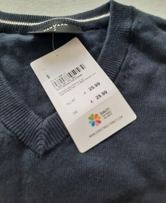 Pullover Gr. S Herren van Vaan V-Ausschnitt Pullover Dunkelblau Neu Langarm