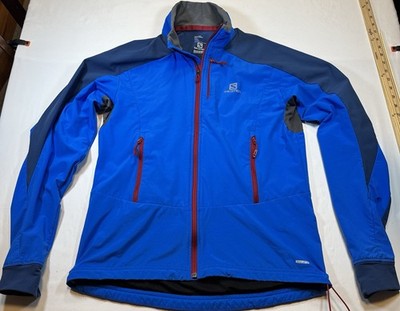 #1821  Salomon AdvancedSkin Shield Softshell Jacket M L Blue Trail Run Ski Hike