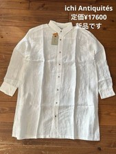 ichi Antiquites Linen Long Shirt White Women Tunic Loose Japan New