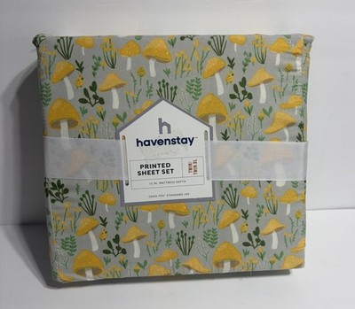 Havenstay Twin T Xl Sheet Set Whimsical Mushroom Forest CottageCore Nature NEW