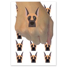 Peeking Great Dane Cropped Ears Dog Temporary Tattoo Fake Body Art