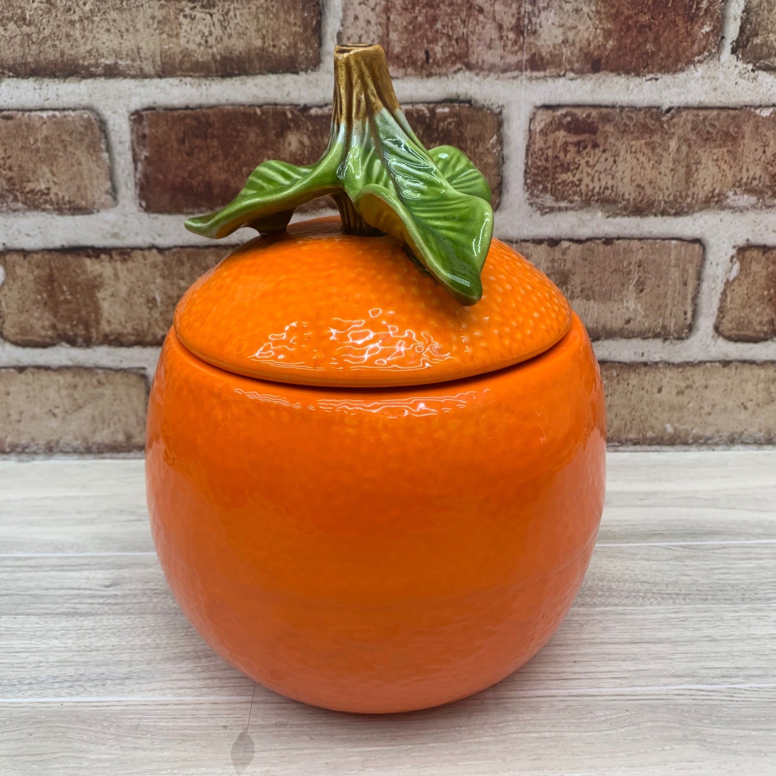 VTG 60s California Originals Orange Citrus Fruit Pottery Cookie Canister Jar USA