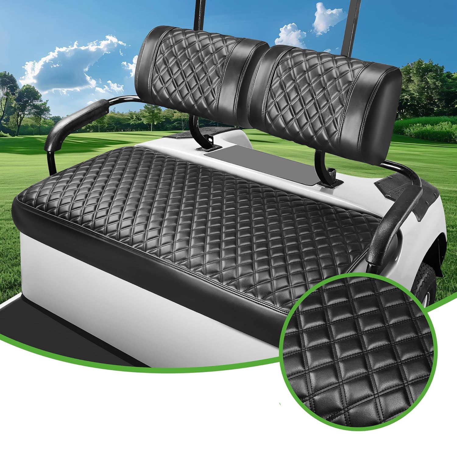 Cart Seat Cover For Yamaha G22 G19 G16 Front Seat, Pvc Leather Diamond