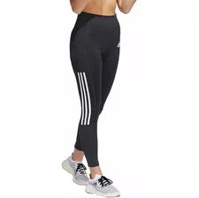 Adidas Women's High Rise 7/8 Leggings 3 White Stripe Black Small