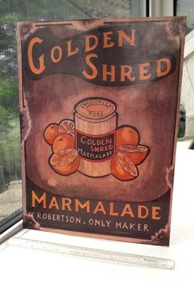 Stahl Retro Repro GOLDEN SHRED MARMELADE Metall Wandschild 40 x 30 cm gebraucht 675g