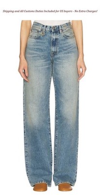 R13 D'Arcy Women's Jeans 29 Veiled Blue Painted Denim Loose Zip Fly RRP695 -