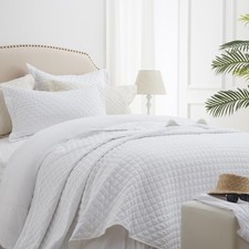 SunStyle Home White Queen Quilt Bedding Set Lightweight Comforter Bedspread Full