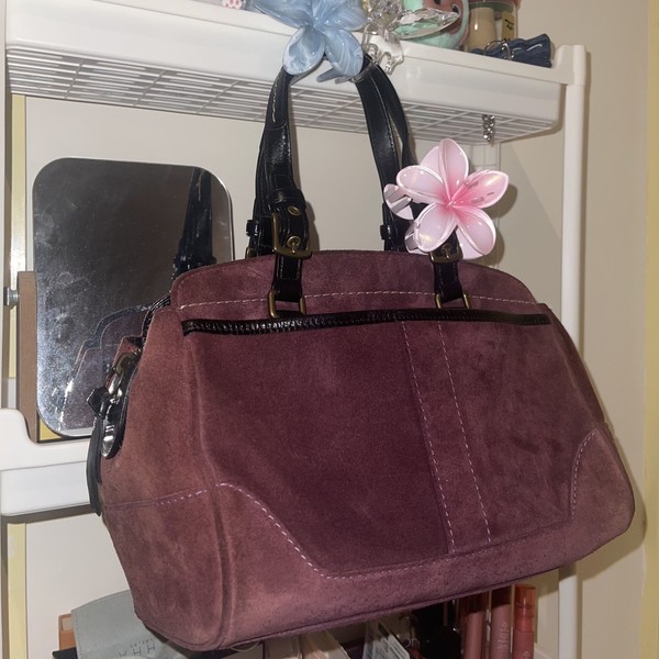 Coach Soho Burgundy Suede Leather Medium Gallery Tote Bag Purse Satchel WOW!