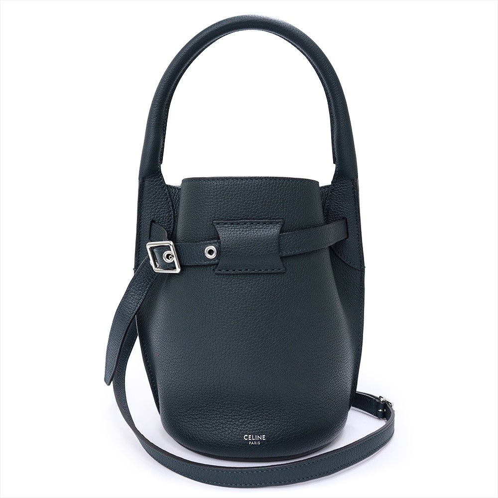CELINE 187243 Big bag nano bucket Calfskin, Dark Green Handbag