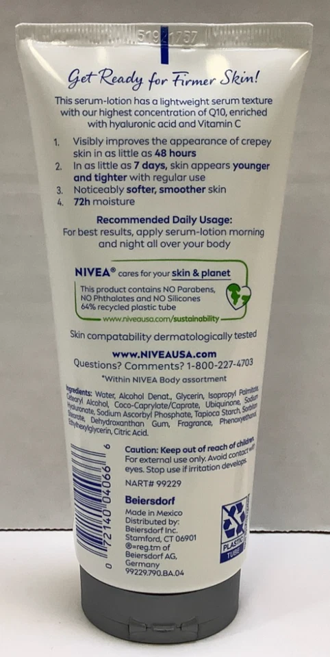 NIVEA Suero Reafirmante para la Piel + Loción Corporal Anti-Crepe Q10, 6.7oz, Paquete de 3 Foto 3 de 3