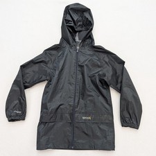 Regatta Great Outdoors Youth Rain Jacket Size 9/10 Blue Hooded Wind