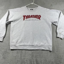 Thrasher Magazine Sweatshirt Adult Large Gray Skateboarding Crewneck LS READ